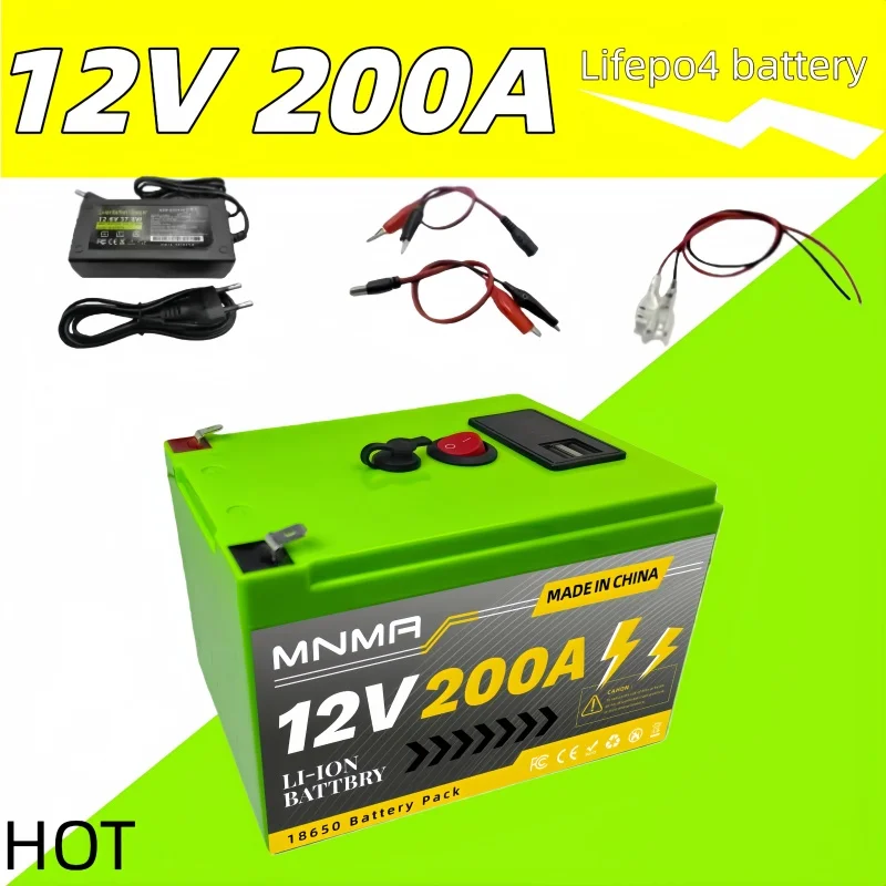 

LiFePO4 Deep Cycle Lithium Battery,12V 200Ah， 4000+ Cycles Rechargeable Battery,and More,Lighting，for Solar/Wind Power,Small UPS