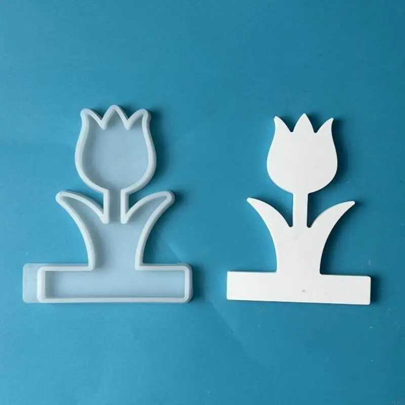 97QD Tulips Holder Resins Molds Candlesticks Silicone Molds Table Decorations