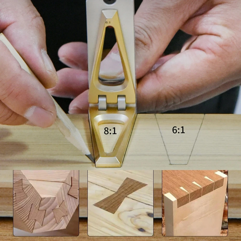 High Accuracy T-Shape Multi-Angle Scribing Tool Woodworking Scriber Ruler Stainless Steel Movable Angle Ruler Dovetail Gauge