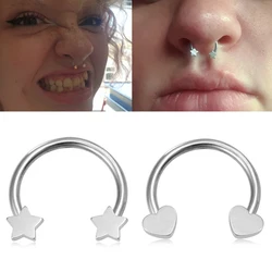 Star Heart Flower CZ Septum Pierc Nose Ring Cartilage Tragus Helix Lip BCR Circular Hoop Piercing Jewelry 16G