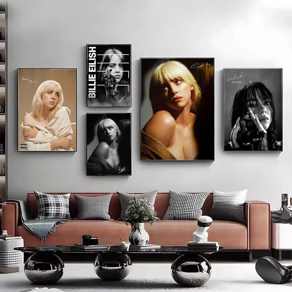 Hot Singer B-Billies E-EilishS Poster Stylish Wall Art Print for Living Room Bedroom Study Office Café Home Decor Modern Gift