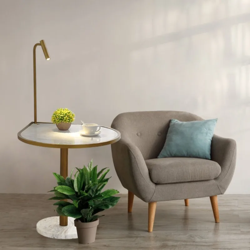 Sofá de canto luz luxo aço inoxidável mármore sala estar quarto estudo mesa canto quadrado com