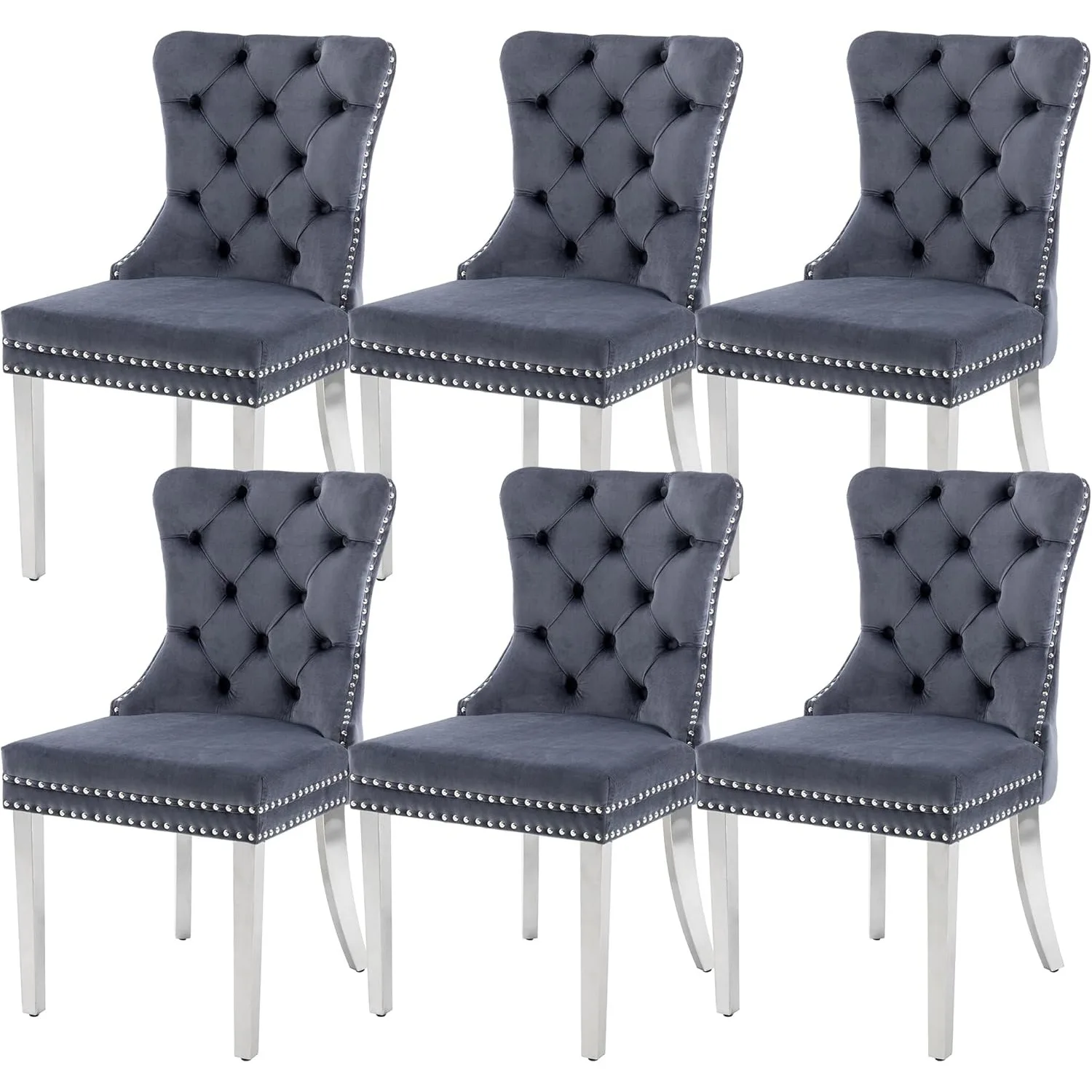 Velvet Dining Chairs Set of 6,Upholstered High-end Tufted Dining Chair,Contemporary Nikki Collection Modern Style for Kitchen