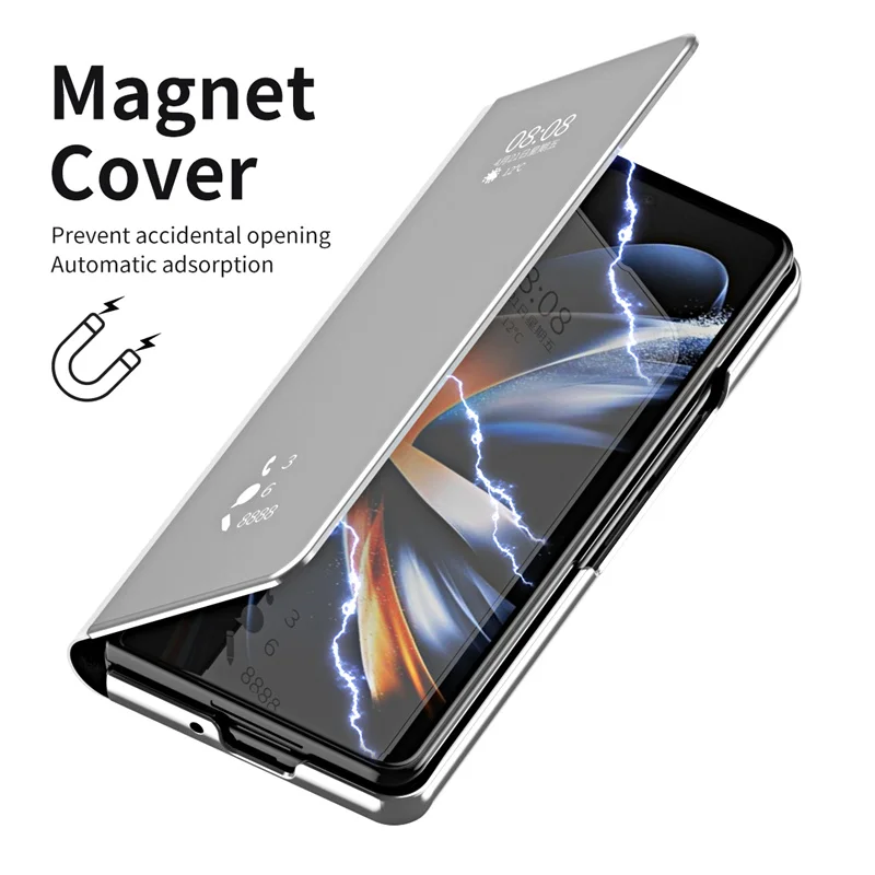 Mirror Leather Case Ultra thin Full Package Phone Case For Samsung Galaxy Z Fold 6 5 4 Metal Lens Stand Folding Protective Case