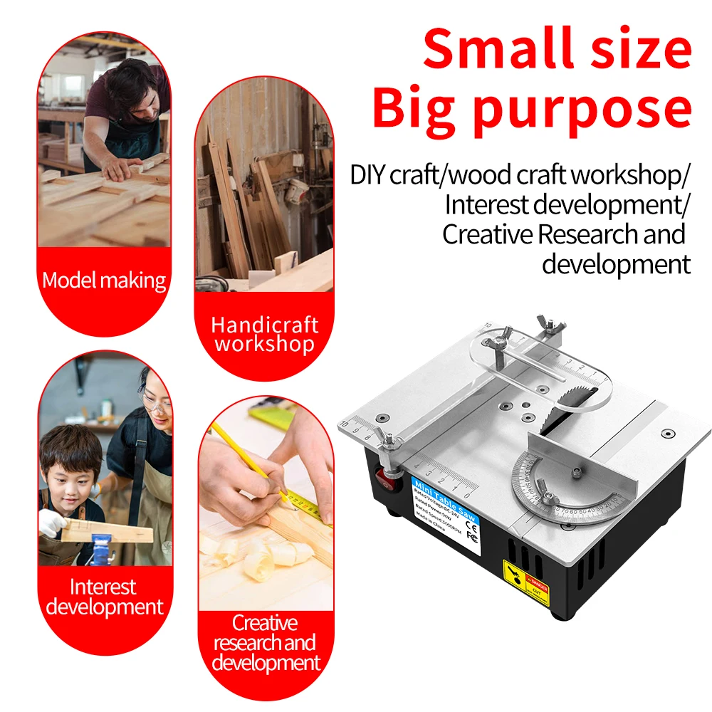 DIY Mini Table Saw 96W 5000RPM Precision Compact Cutting Machine For Wood PCB Plastic Aluminum EU/US Plug