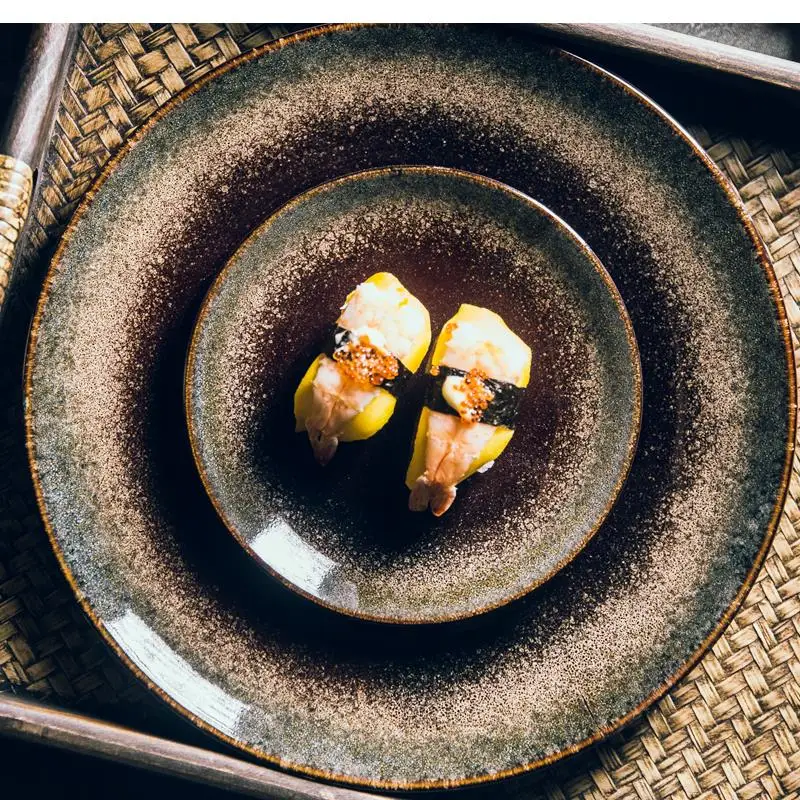 

Japanese Ceramic Round Steak Plate Household Kitchen Utensils Western Dishes Tableware Breakfast