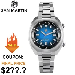 San Martin SN0066 42mm Men Watch Grained Dial YN55 Automatic Mechanical Internal Bidirectional Rotating Bezel 20 Bar Dive Watch