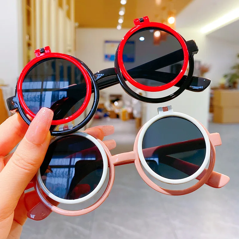 New Children Baby Flip Toy Eyewear Cute Baby UV Protection Sunglasses Sunshade for Boys Girls Sun Glasses UV400 Oculos De Sol