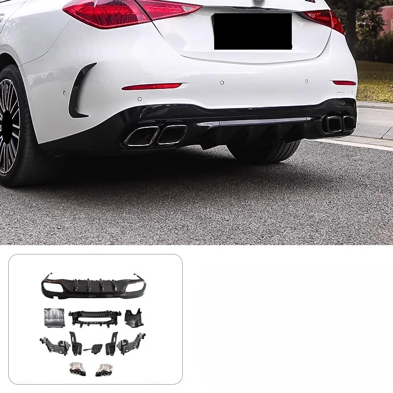 Rear Lip Tail Throat Front Bumper Grille for Mercedes Benz C Class C63 C63S C200 C260 Modified New Style Car Body Kit Accessorie