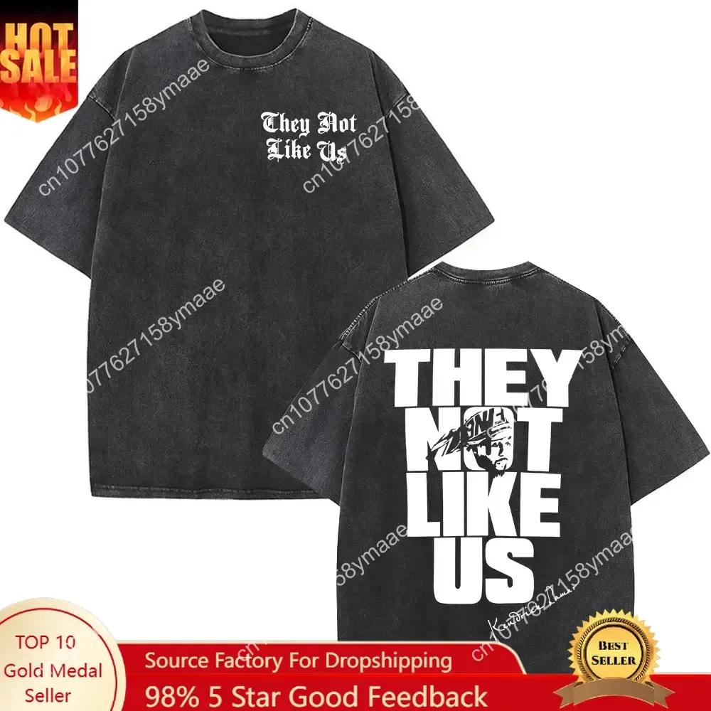 

Vintage Washed Kendrick Lamar Not Like Us T-shirts Album Merch Fan Gift Hip Hop Short Sleeve T Shirt Male Casual Cotton T-shirt