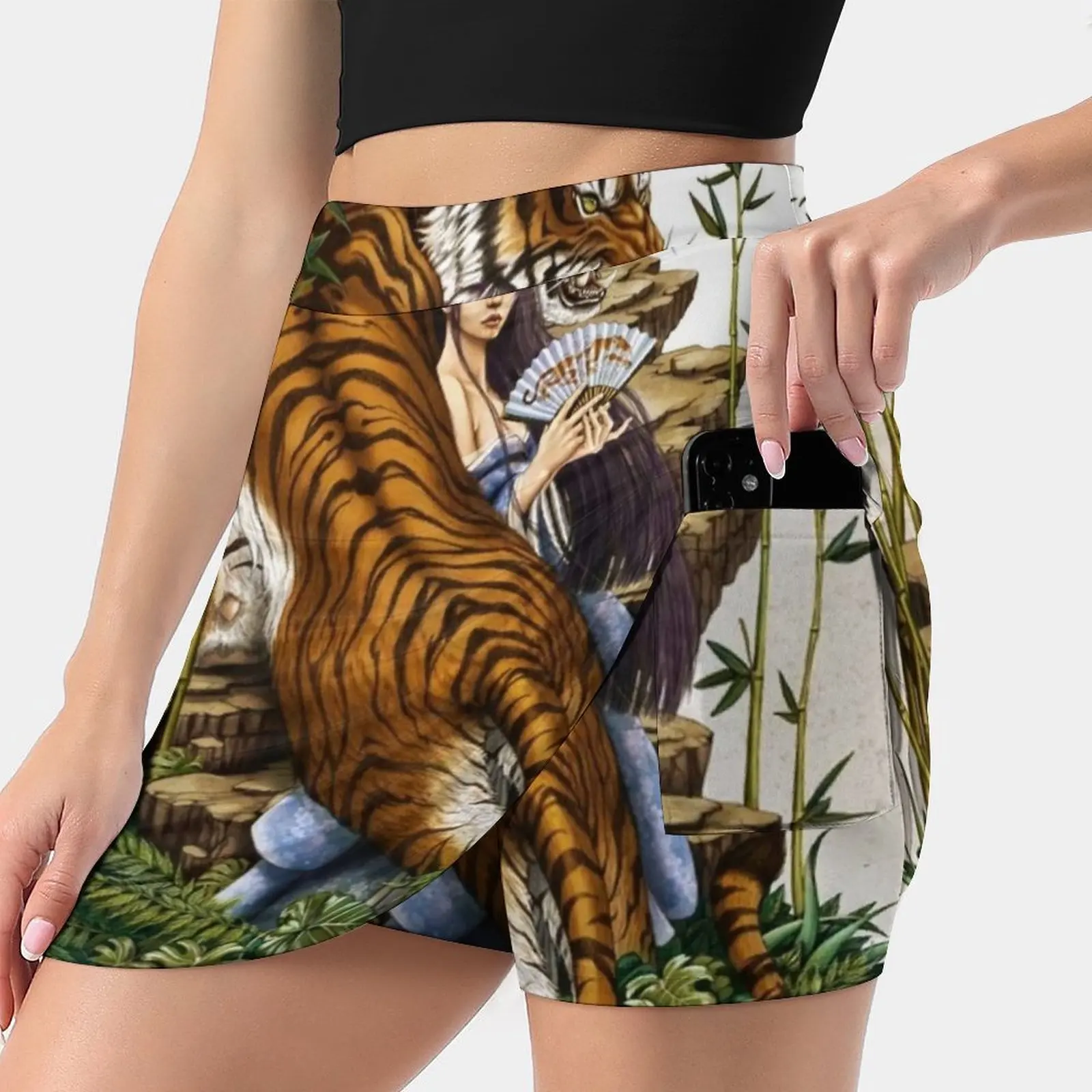 Tiger Spirit Women's skirt Sport Skort Skirt With Pocket Fashion Korean Style Skirt 4Xl Skirts Tiger Animals Totem Spirit