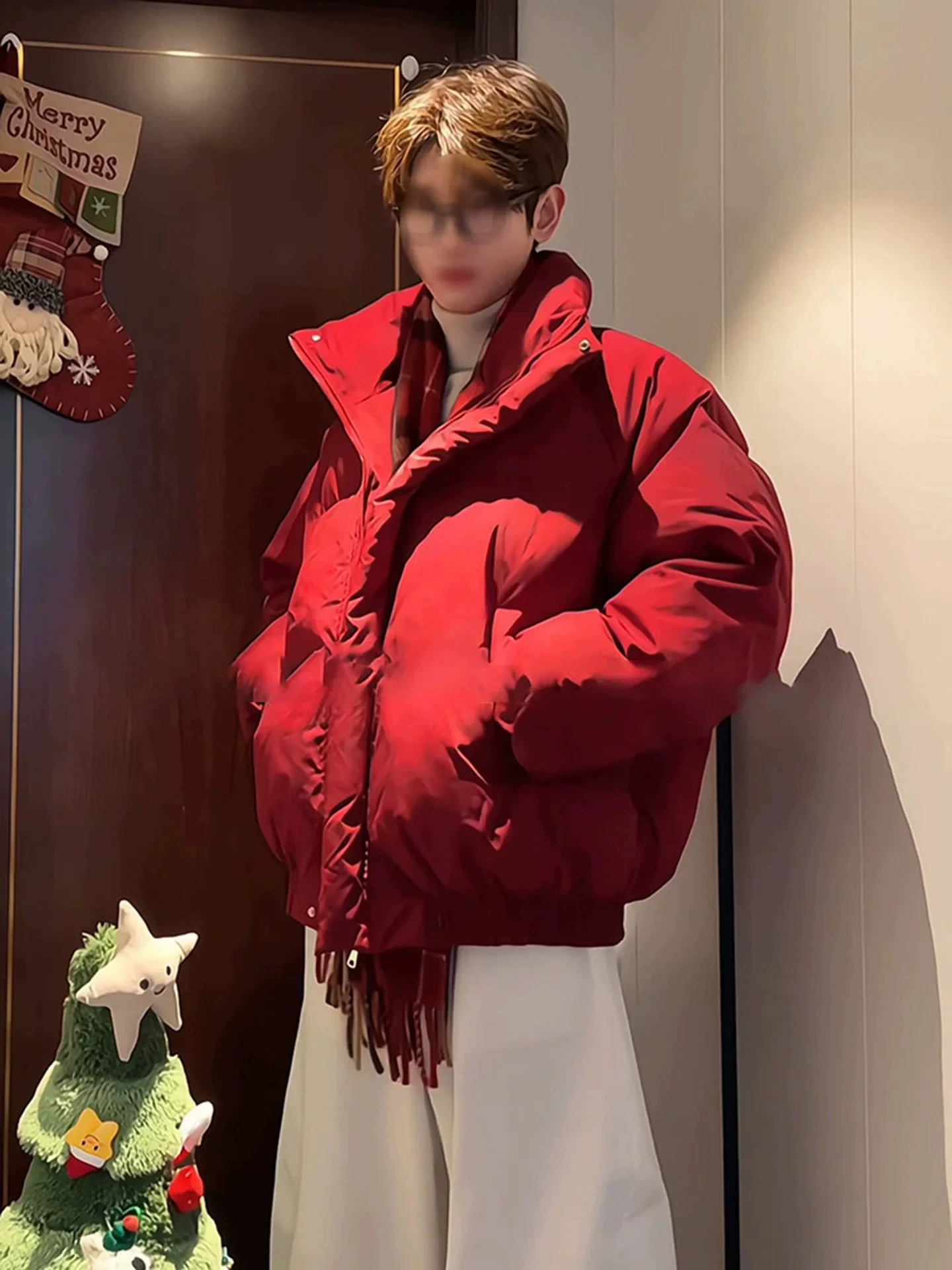 

Мужская короткая зимняя куртка из утиного пуха и хлопка с воротником-стойкой, красная, молодежная, модная, водонепроницаемая (уровень 2)