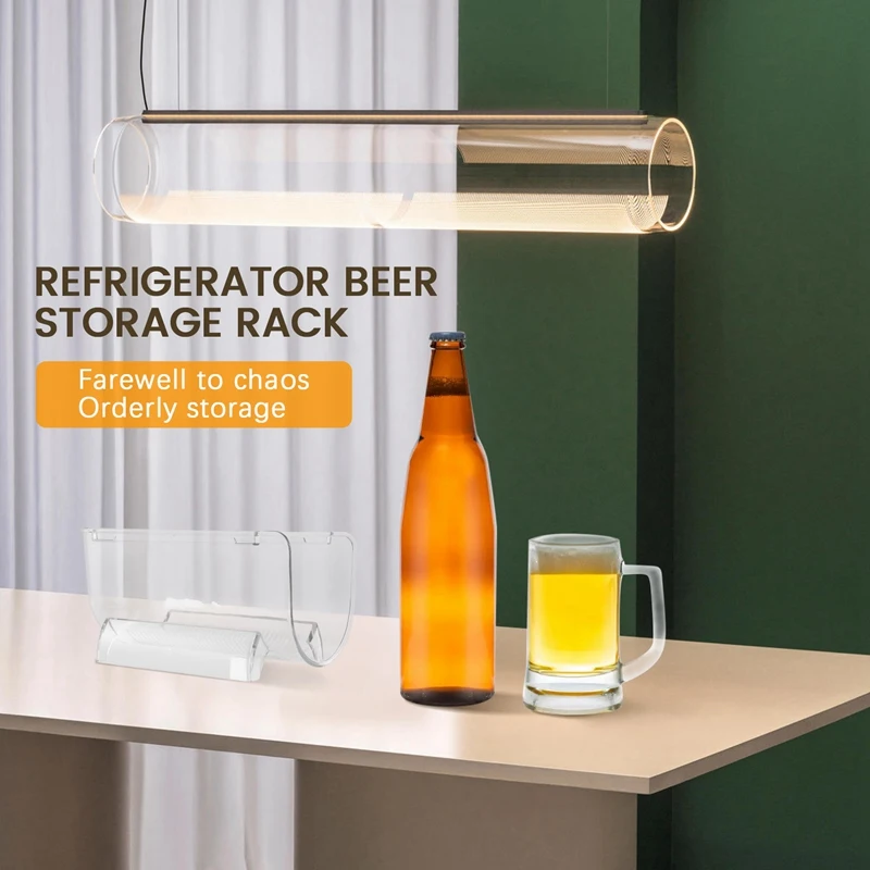 4Pcs Refrigerator Wine Holder,Clear Stackable Plastic Wine Rack Storage Water Bottle Organizer Water Bottle For Fridge