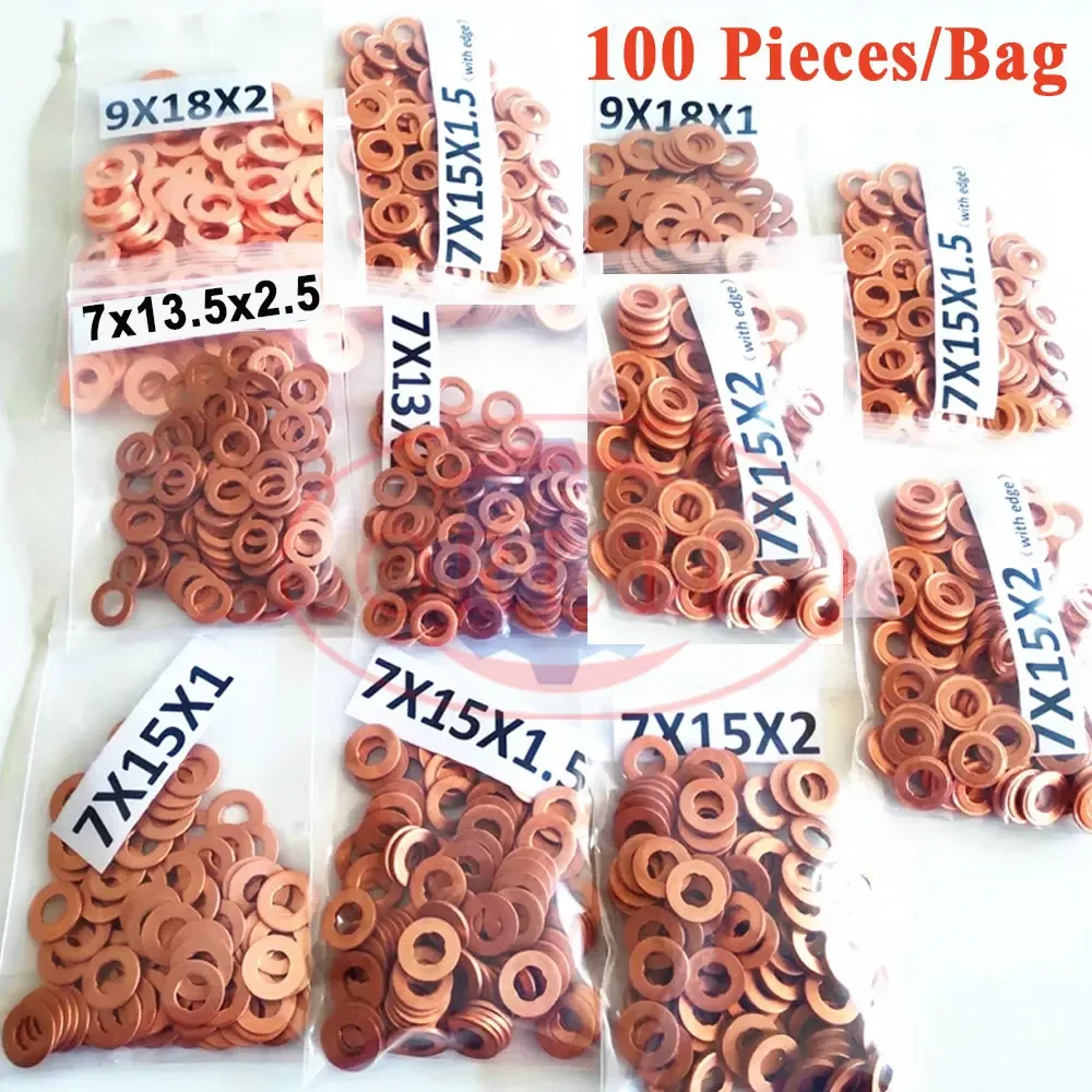 100PCS F00VC17505 Injector Nozzle Copper Washer F00VC17504 F00VC17503 F00VC17502 Sprayer Gasket F00VC17506 for Bosch Delphi Shim