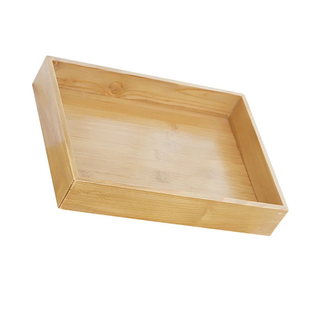 

1Pcs Rectangular Bamboo Wood Serving Tray Solid Wood Tea Dish Large Multifunctional Decorative Platter for Catering Weddings