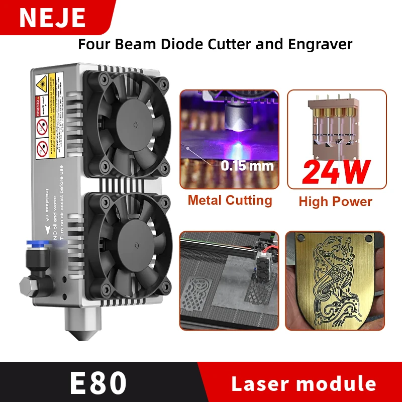 NEJE-módulo láser para máquina de corte CNC, herramienta de grabado láser, 120W, asistencia de aire, 450nm, cabezal azul TTL