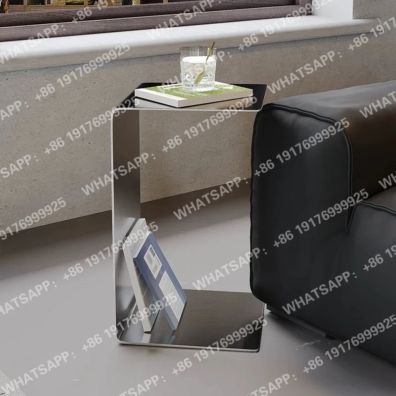 Italian Minimalist Stainless Steel Iron Edge Table Movable Corner Table Next To Sofa Modern Light Luxury Small Furniture