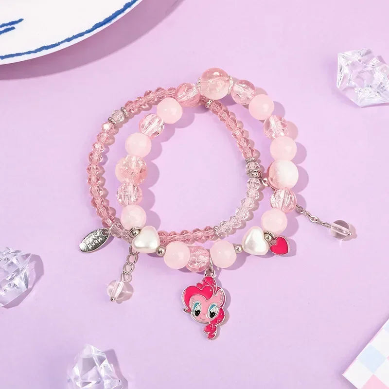 Genuine My Little Pony Double Beaded Bracelet Stacked Fashion Girl Accessories Cartoon Cute Kawaii Christmas Birthday Gift