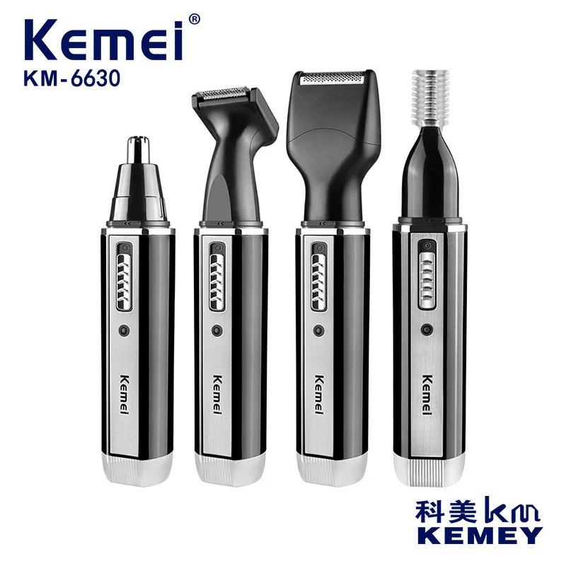 Kemei KM-6630 أداة إصلاح شعر الأنف متعددة الوظائف الكهربائية 4 في 1 طقم إصلاح شعر الأنف