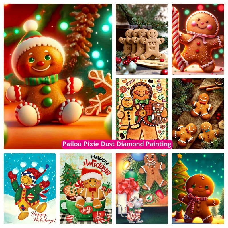 

Gingerbread Man 5d Diamond Painting AB Drills Chrstimas Decor Gift Crystal Cross Stitch Art Mosaic Handcraft Home Decor