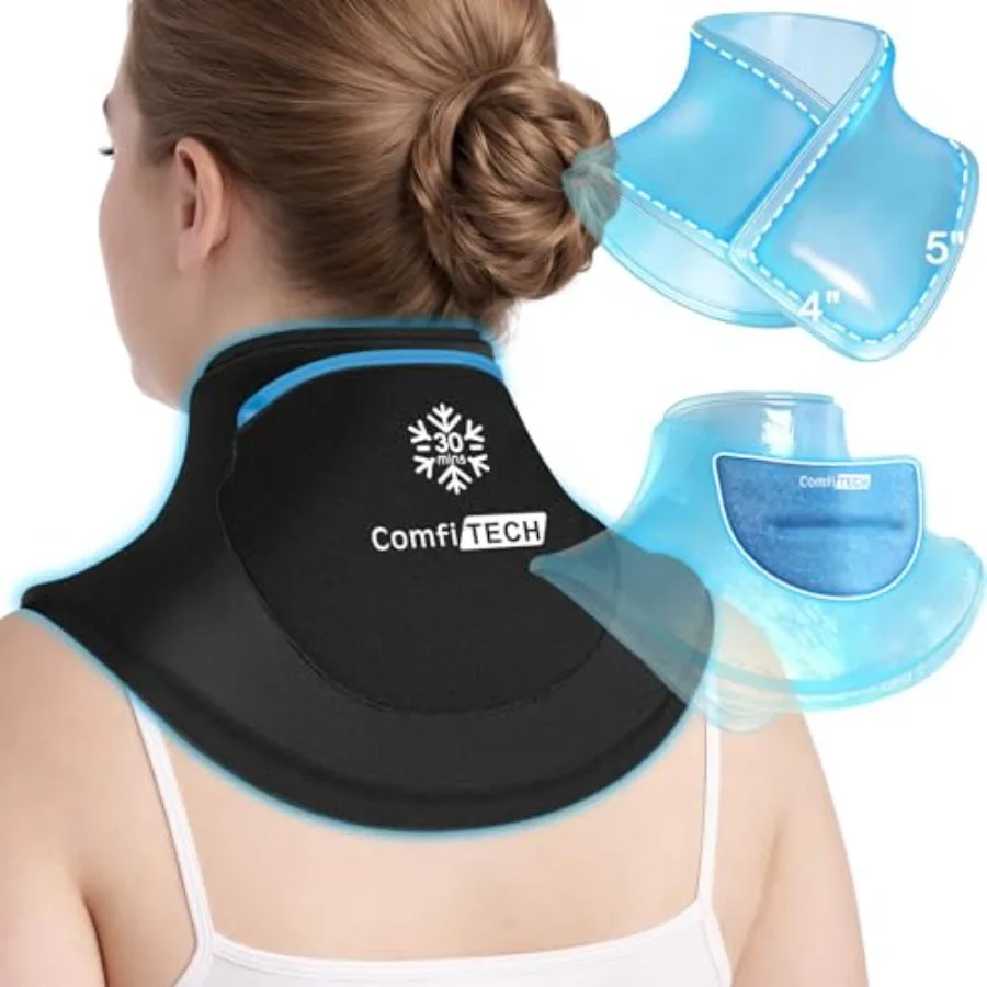 

ComfiTECH Dual-Gel 30-Min Cooling Neck Ice Pack Wrap, Extra Long Detachable Cold Pack with Extended Coverage for Cervical, Shou