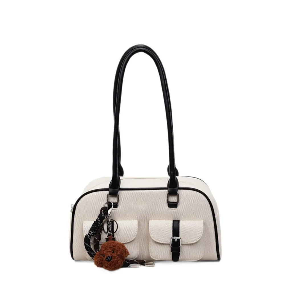 

Large Capacity Leather Shoulder Bag High-End Design Niche Underarm Double Pockets Bag Single Shoulder Minimalist