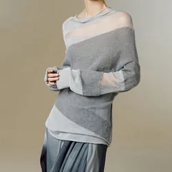 2023 primavera autunno nuova maglia impiombata maglione dolcevita moda sciolto scava fuori maglieria donna pullover Casual manica lunga top