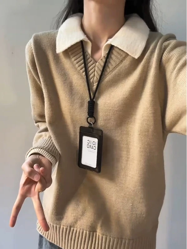 

Мужской вязаный костюм Omulong: свитер с V-образным вырезом и брюки свободного кроя в американском стиле, повседневный комплект из двух предметов Cleanfit