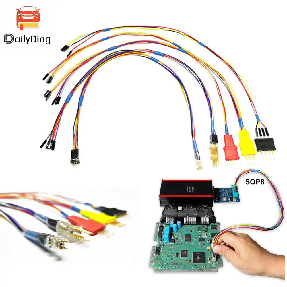 5pcs Cable Wires Pins Probes Adapter Supports for iProg and Xprog for ECU In-Circuit Without Soldering