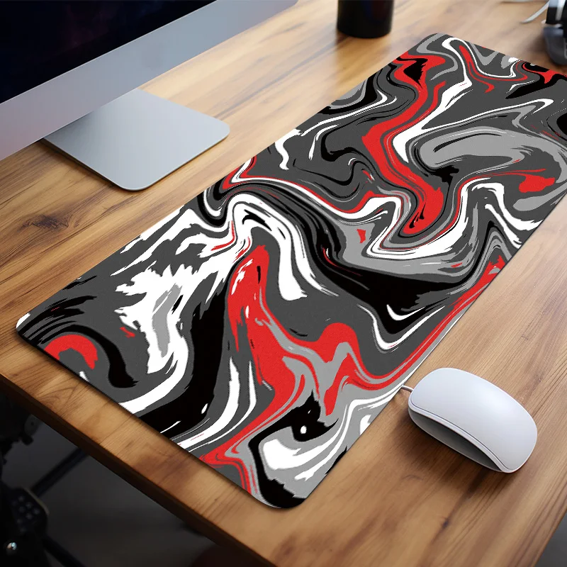 Topographic Abstract Waves Mouse Pad Red Desk Mat Large Desk Pad Suitable for Office Home Work Perfect Gift for Boyfriend