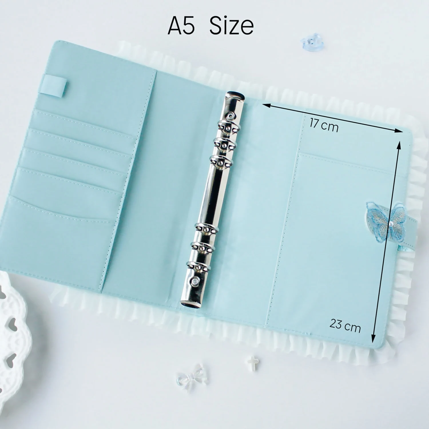 Collect A5 Album Book Handmade Fabric Lace Decor Embroidery Photocard Binder Loose-leaf Replaceable Storage A5 Binder Book