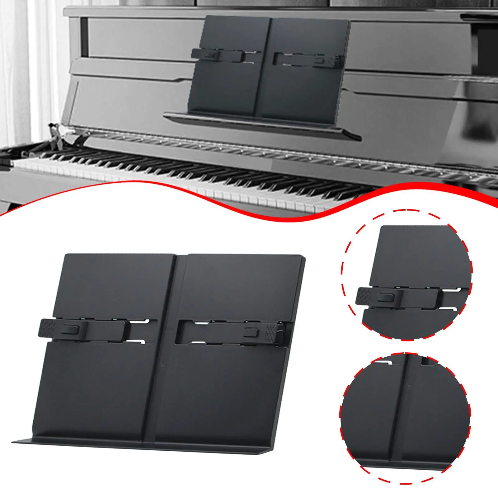 Electronic Keyboard Music Stand Portable Reading Book Stand Music Sheet Stand for Kitchen Travel Beginner Office Home School