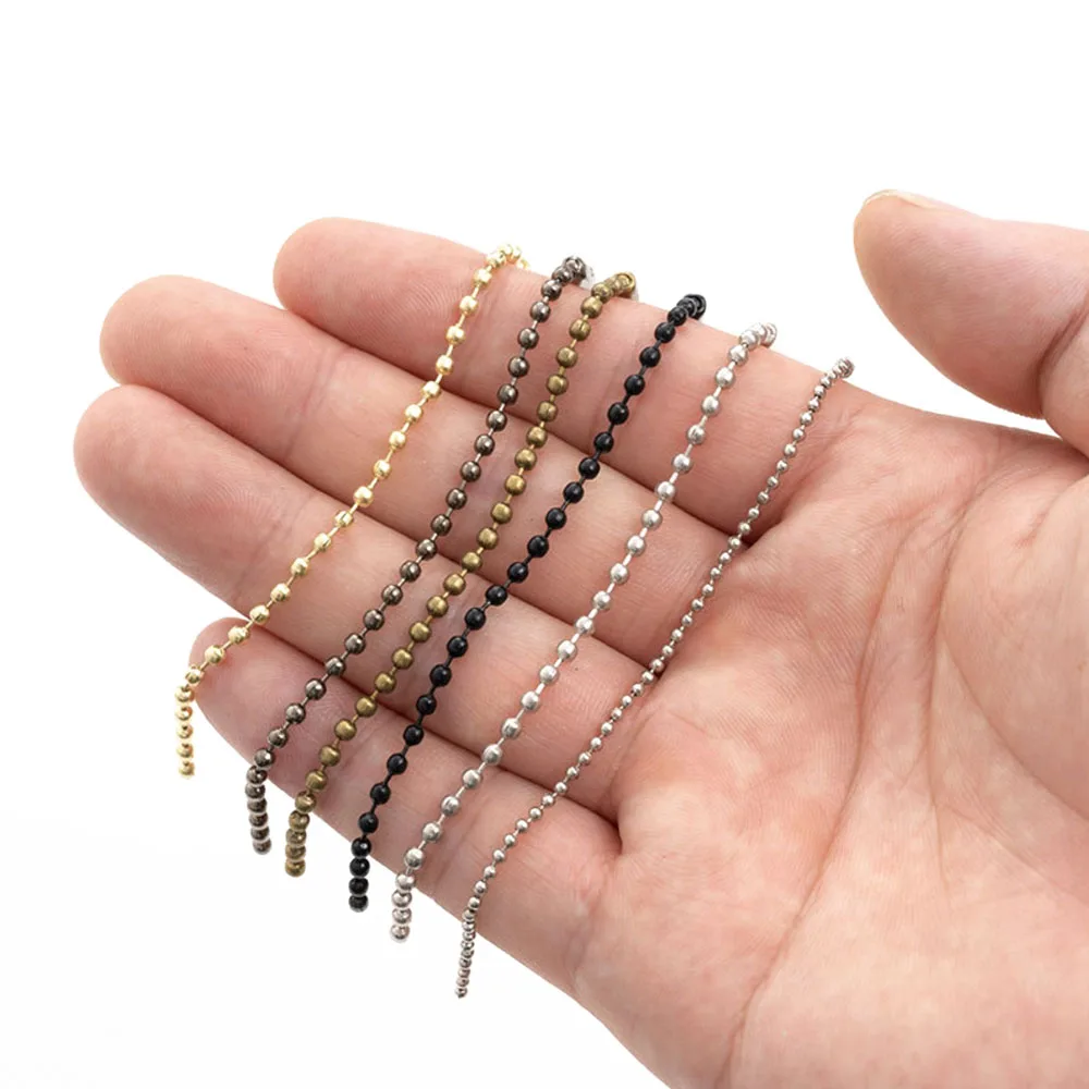 50pcs/lot 2.4mm 10/12/15cm Length Ball Chain Bead Chains Fits Key Ring/Key Chain/Dolls/Label Hand Tag Connector DIY Jewelry