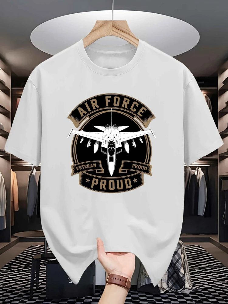 

Air Force printed men's round neck cotton short-sleeved T-shirt, casual and versatile breathable T-shirt.