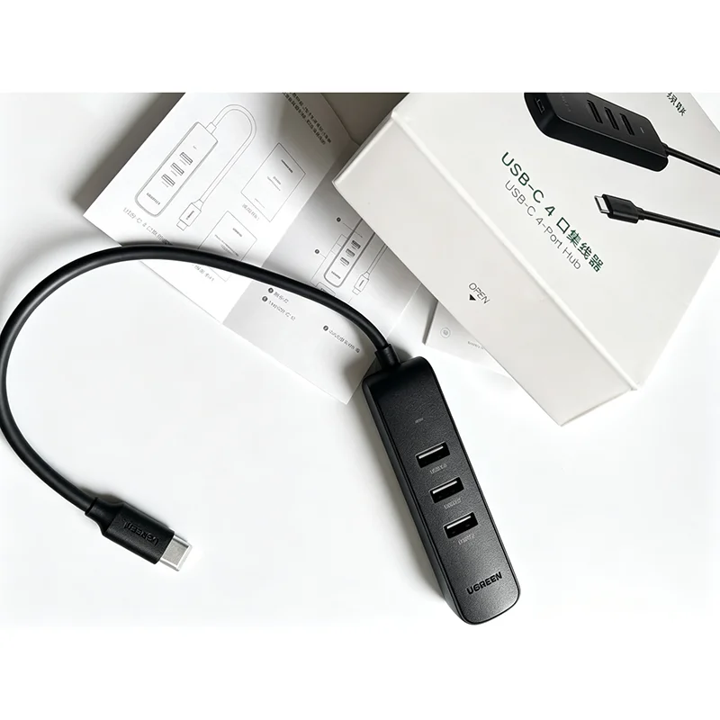 USB UGREEN type C Splitter 4 Port Expansion Hub USB3.0 + Gigabit LAN Adapter Durable ABS Material for Laptop Desktop Computer