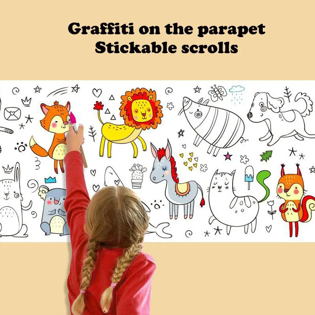 Spazio Cibo Tela per animali Rotolo da disegno per bambini Rotolo di carta da colorare fai-da-te Riempimento di colori Graffiti Scuola di pittura tagliata su carta