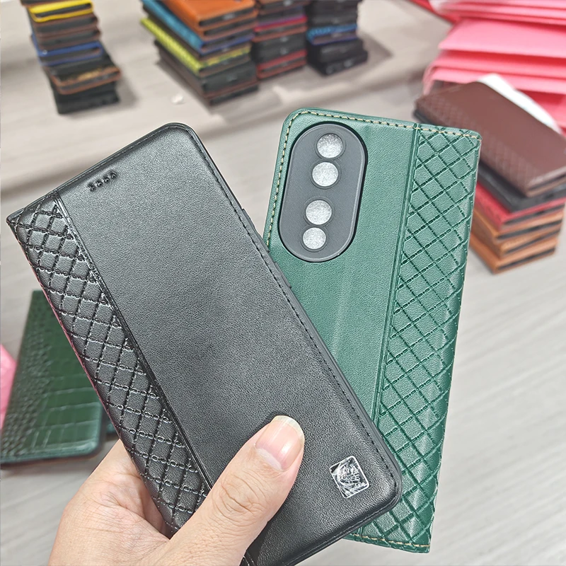 

For Honor 80 90 100 200 300 400 Pro Lite Ultra Smart SE GT Napa Inner Mesh Pattern Of Genuine Leather Flip Phone Case Cowhide