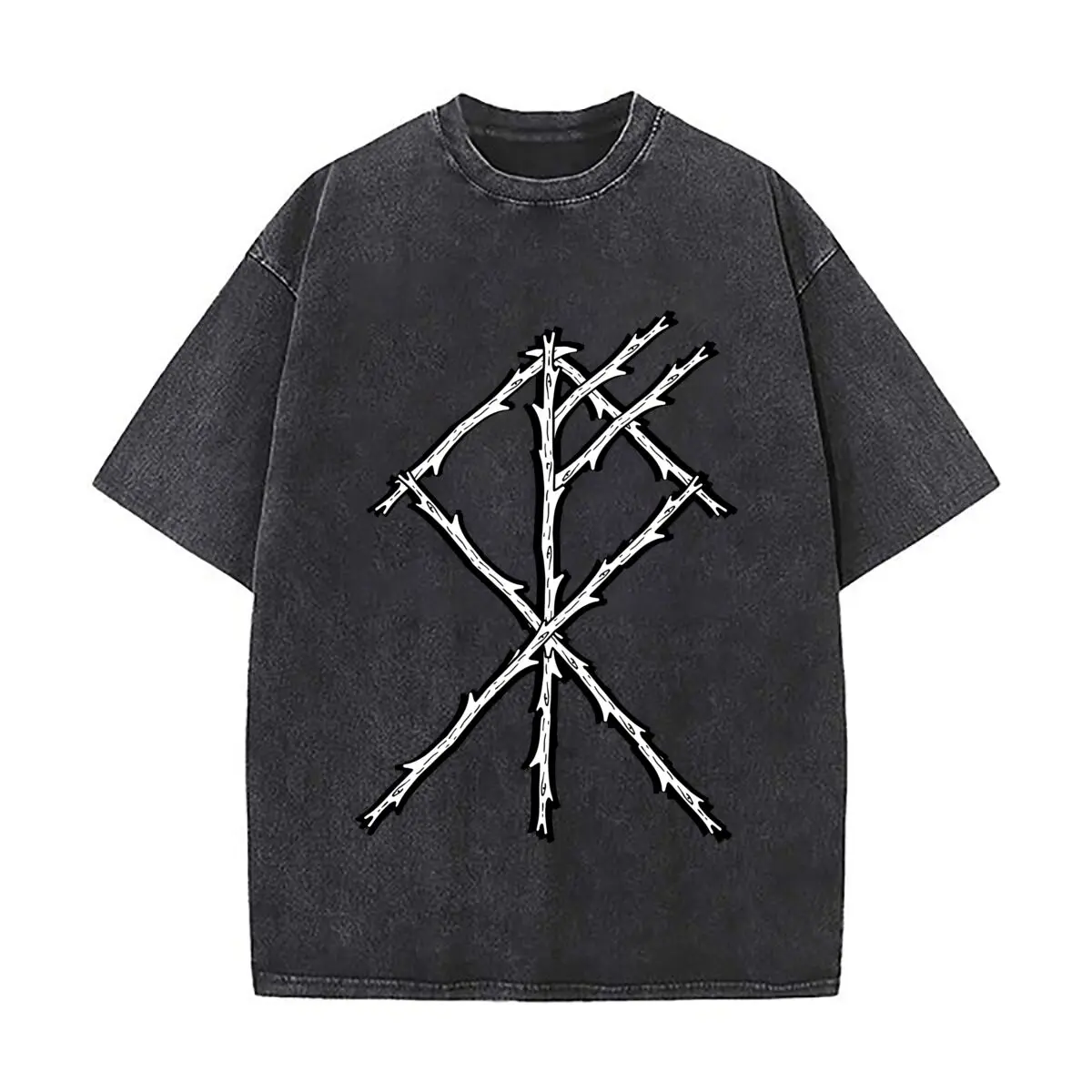 Thorned X Abstract Symbol Art Washed Faded Vintage Short Sleeve Fashion Versatile Daily Tee