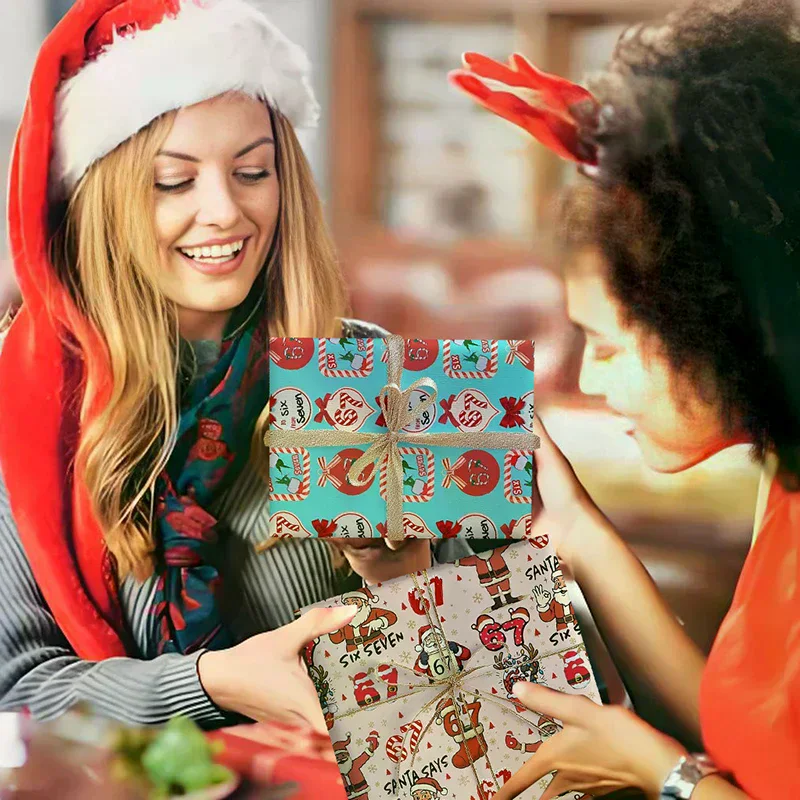 67 Christmas Wrapping Paper, 6 7 Wrapping Paper, 67 Funny Christmas Gift Wrap For Kids, Santa 67