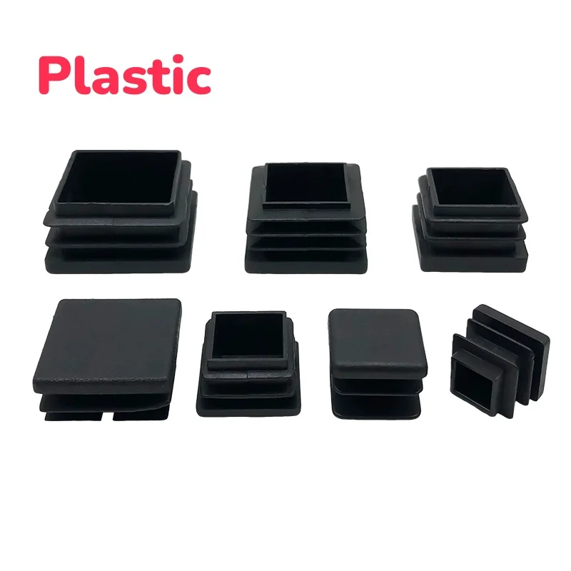 Black Square Tube End Cap Plastic Plug Furniture Accessories Plastic Pipe Plug Table Chair Foot Anti-slip Pad