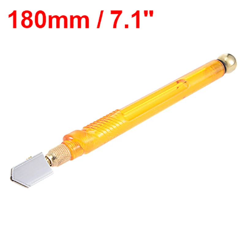 6mm-12mm cortador de vidro cortador de diamante cabeça lâmina de aço ferramenta de corte lápis estilo alimentação de óleo alça de plástico 180mm manual ferramenta