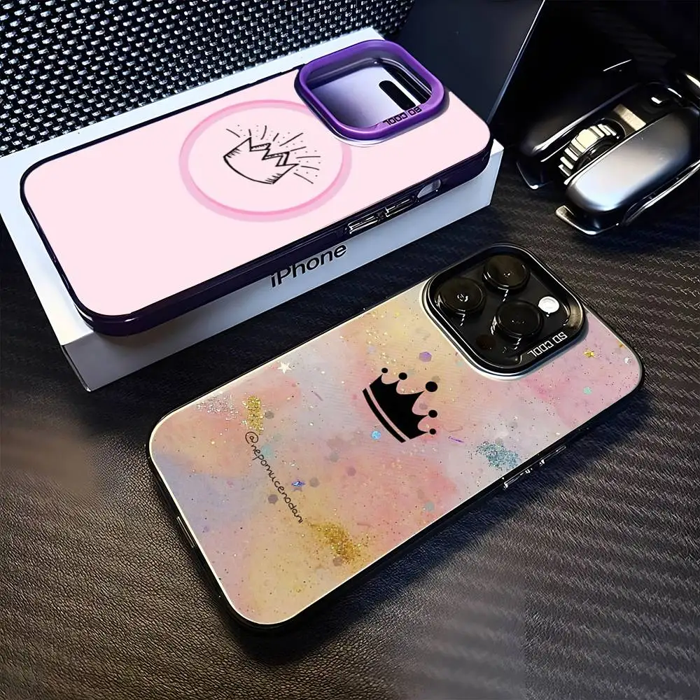 

Elegant Sigle Crown Phone Case For iPhone 16,15,14,13,12,11,Mini,Pro,MAX Purple Matte Shockproof Cover
