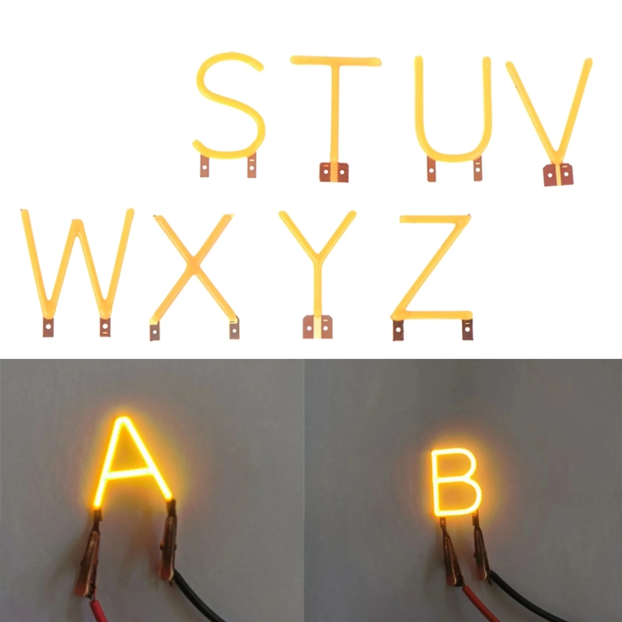 

Size 3*3cm English Letter Filament COB LED Filament DC 3V Candle Edison Yellow Diodes Party Decoration DIY Lighting Accessories