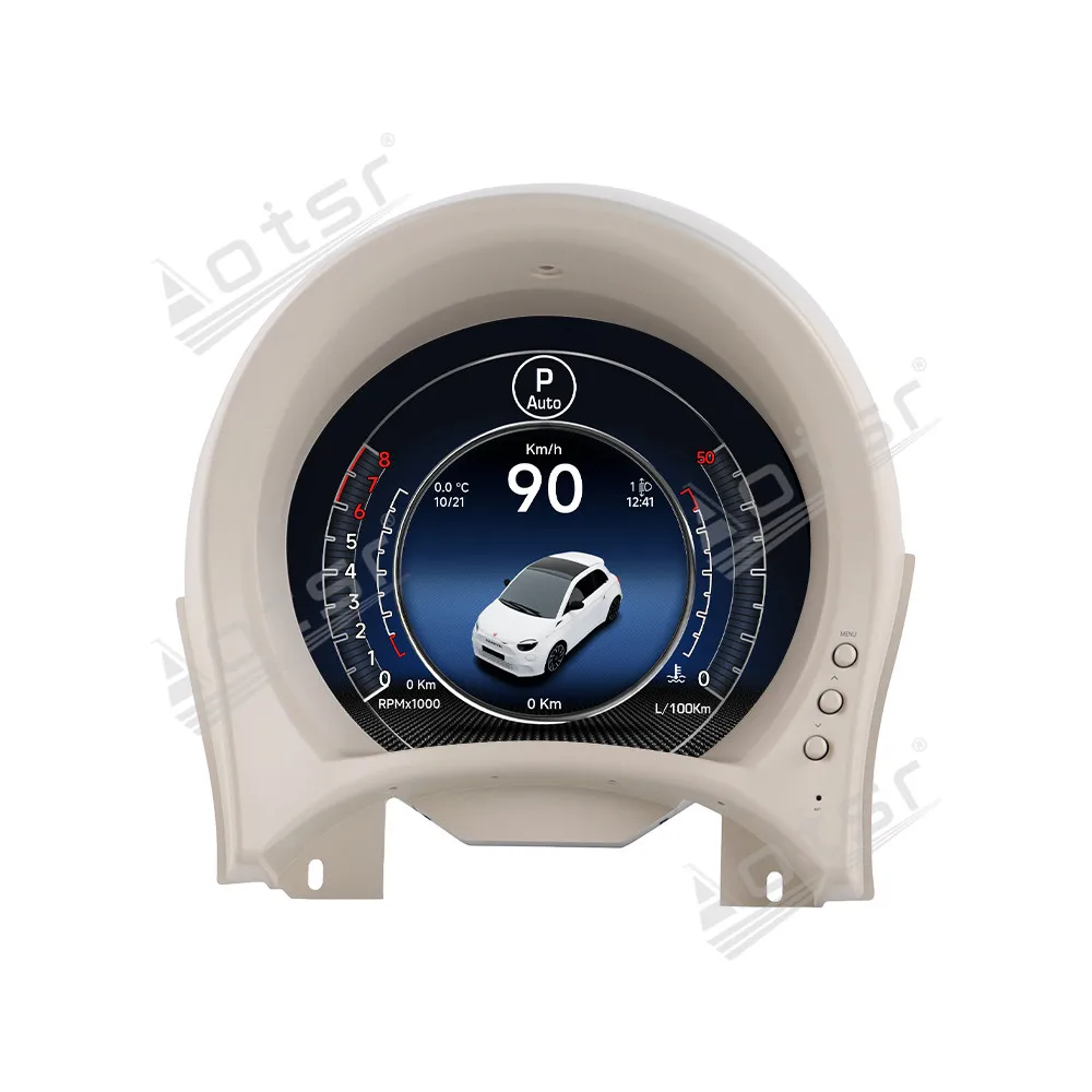 Layar LCD Digital Cluster Mobil 7 Inci Untuk Fiat 500 2007-2024, Dashboard Bundar Virtual Cockpit, Instrumen Pengukur Kecepatan Otomatis, Layar AI