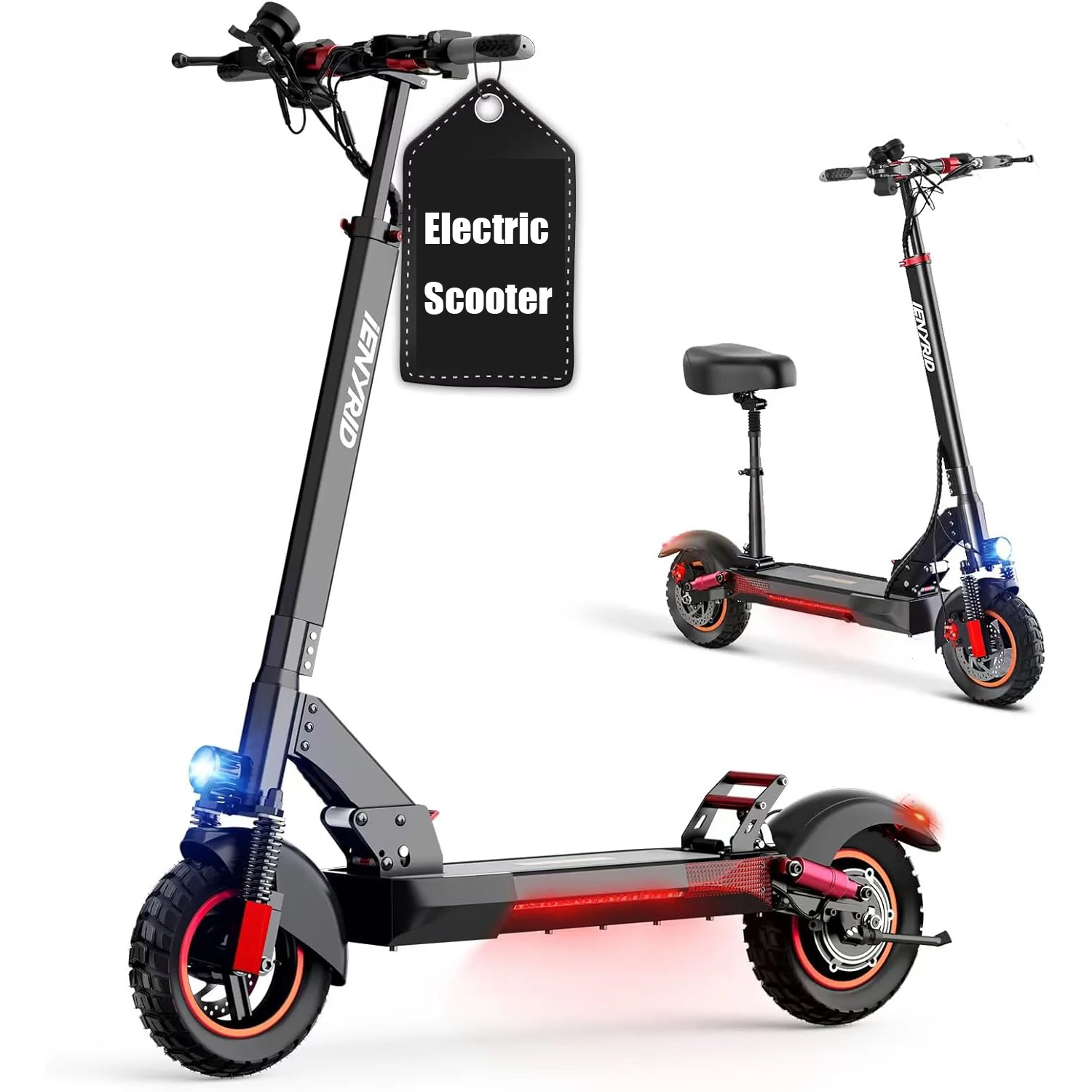 

Electric Scooter with Seat, 10" Pneumatic Tires, 25 Mph Max Speed & 25 Miles Max Range(iE-M4)