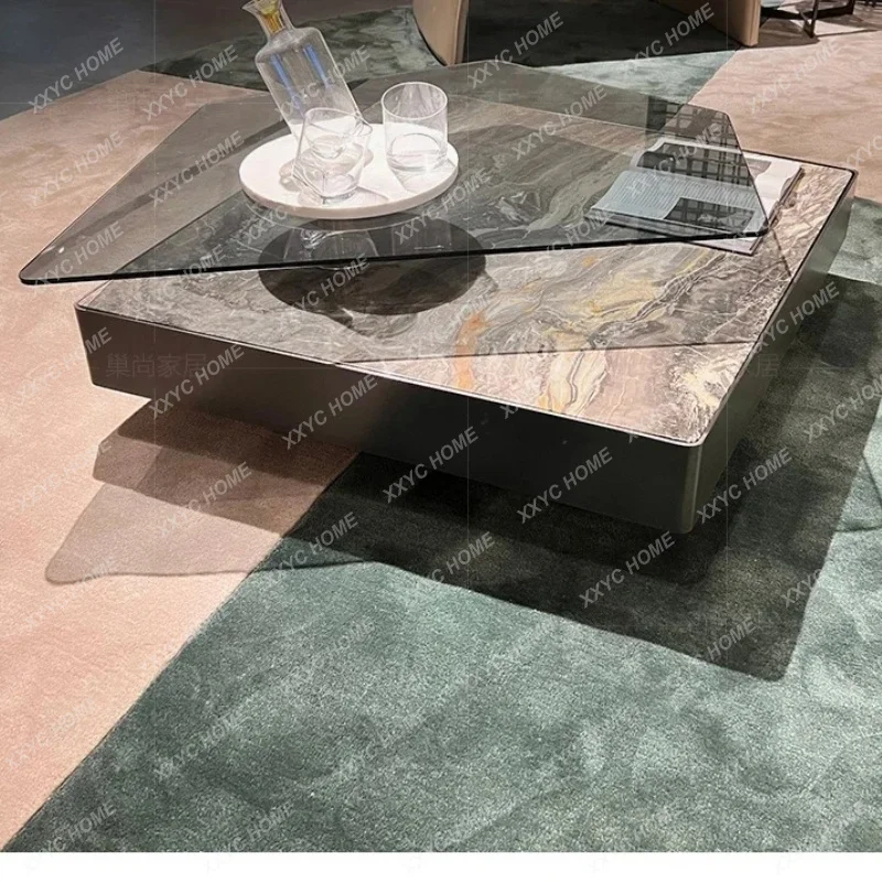 Simple Luxury Venice Brown Natural Marble Tea Table Modern Minimalist Light Luxury Tea Table