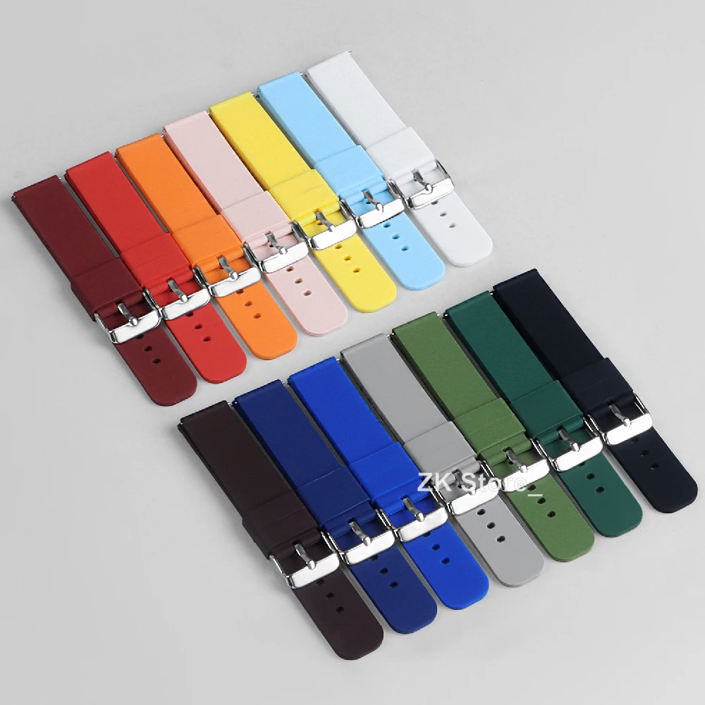 Silicone Watch Strap 18mm 20mm 22mm 24mm Watch Bracelet Smartwatch Armband Men Women Replacement Wristband Soft Rejot Watch Band