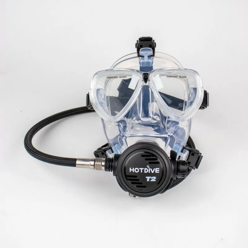 Anti-fog Silicone Diving Equipment Tempered Glass Full Face Diving Mask Scuba Diving Mask with Secondary Waterproof Shell