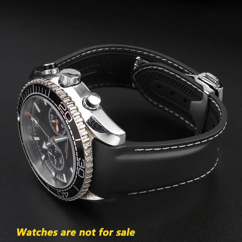 20mm 21mm 22mm men Silicone strap Bracelet For Omega Seamaster 300 Observatory Ocean Universe 600 Speedmaster Curved Watch Band