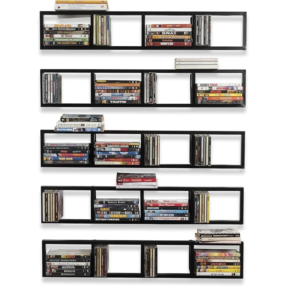 Vinyl Discs Cube Storage Organizer Shelf Set of 5 Wall Shelves Furniture for Cd 34 Inch Video Games CD DVD Storage Shelves Cart